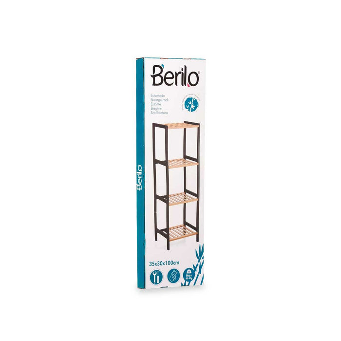 Bathroom Shelves Berilo Black Natural 35 x 30 x 100 cm 35,2 x 100,2 x 30,2 cm