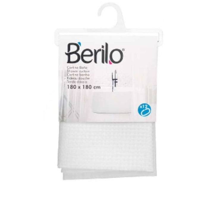 Shower Curtain Berilo White Polyester 180 x 180 cm 30 x 5 x 19 cm Points (12 Units)