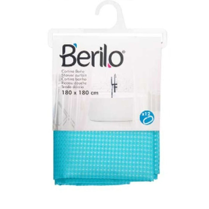 Shower Curtain Berilo Blue Polyester 180 x 180 cm 30 x 5 x 19 cm Points (12 Units)