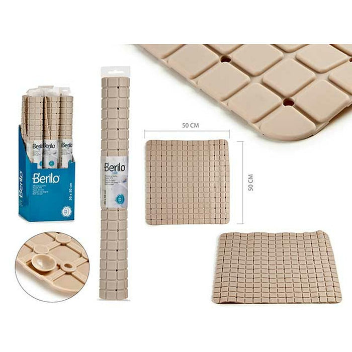 Bath rug Berilo Beige PVC 0,03 x 50 x 50 cm (6 Units)