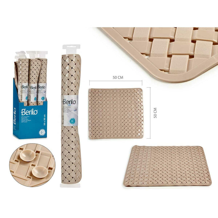Bath rug Berilo Beige PVC 0,03 x 50 x 50 cm (6 Units)