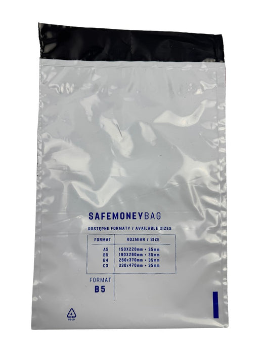 Bestpak SAFEMONEYBAG Safe deposit envelopes white B5 190mmx260mm+35mm 100 pieces