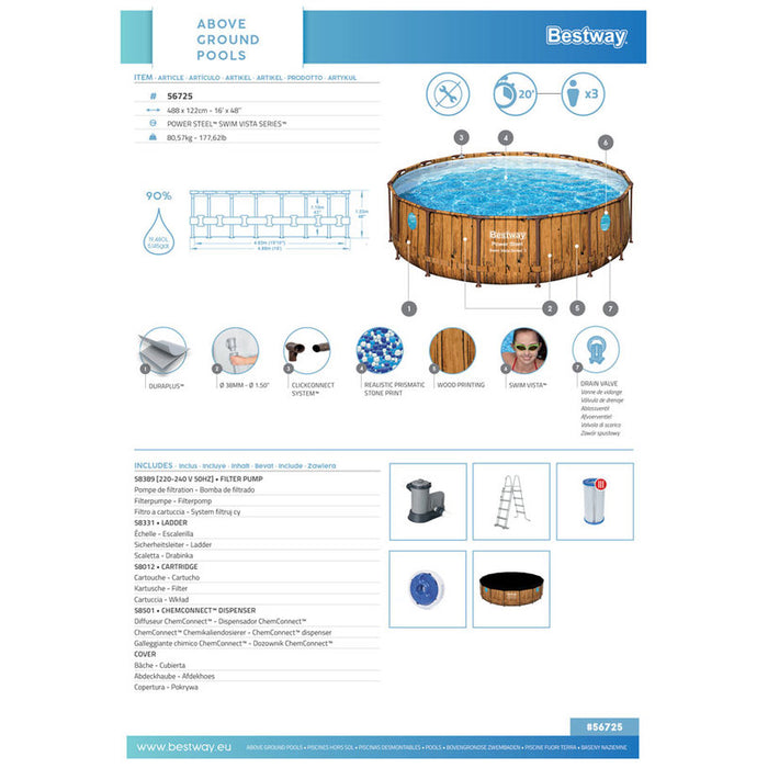 SWIMMING POOL F488X122CM BESTWAY 56725