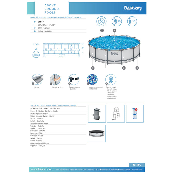 SWIMMING POOL F427X107CM BESTWAY 56950