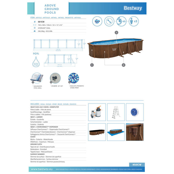 SWIMMING POOL 730X360X130CM HYDRIUM BESTWAY 561CW
