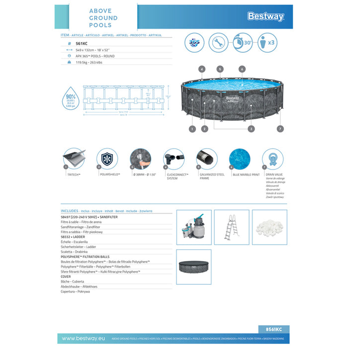 POOL 549X132CM APX 365 BESTWAY 561KC