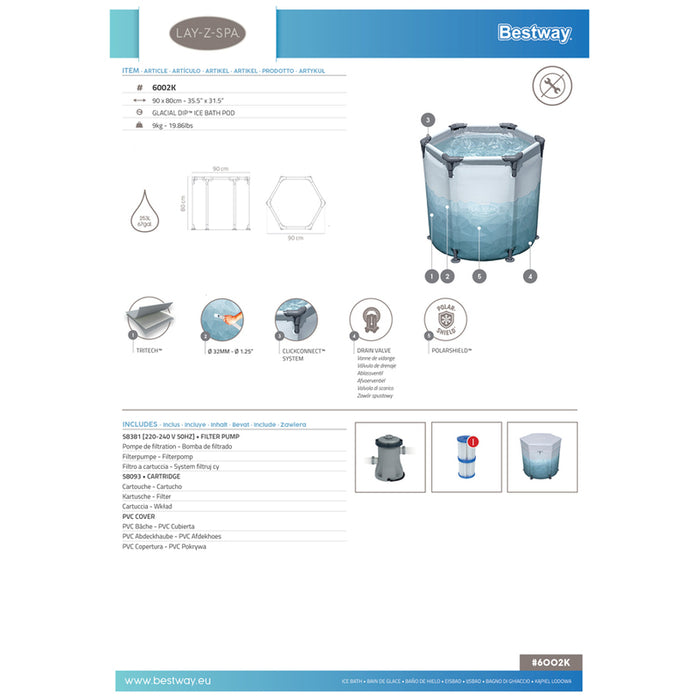ICE BATH 90X80CM. BESTWAY 6002K