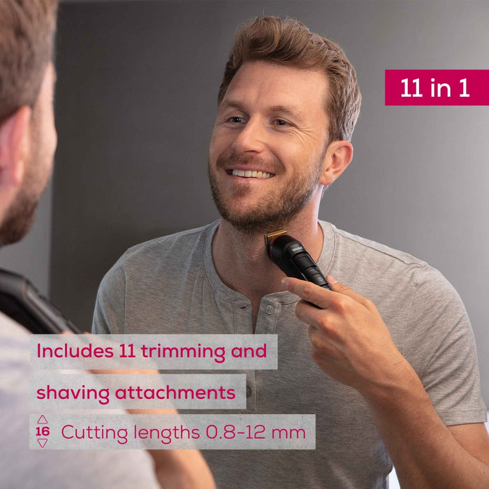 Beurer MN9X body groomer, 11 attachments with 16 cutting lengths for trimming and shaving on the entire body, Waterproof (IPX7),  Quick-charge function, LED display, Incl. practical hard case