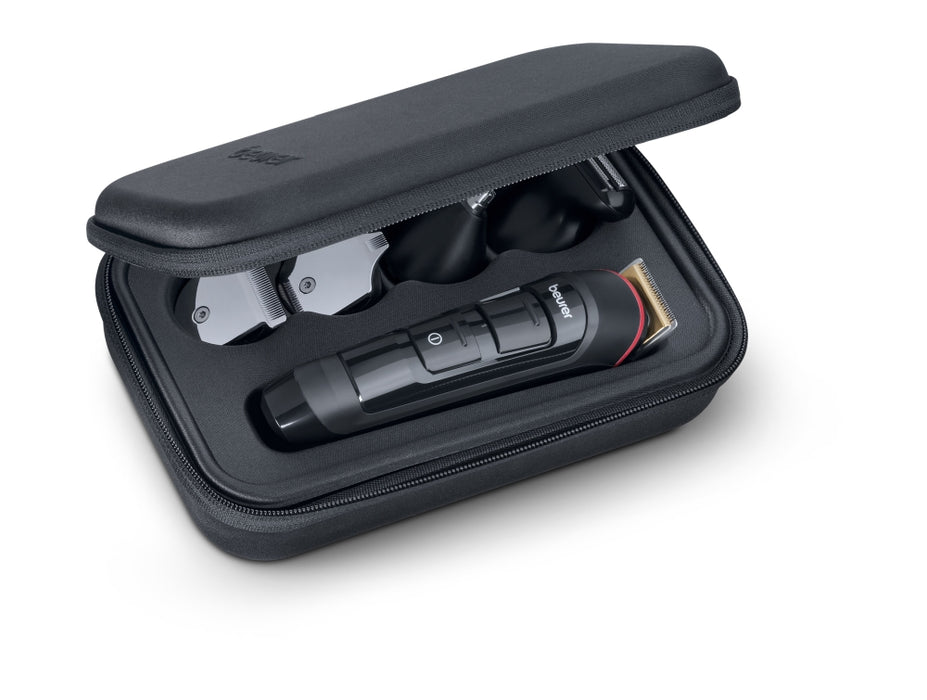 Beurer MN9X body groomer, 11 attachments with 16 cutting lengths for trimming and shaving on the entire body, Waterproof (IPX7),  Quick-charge function, LED display, Incl. practical hard case