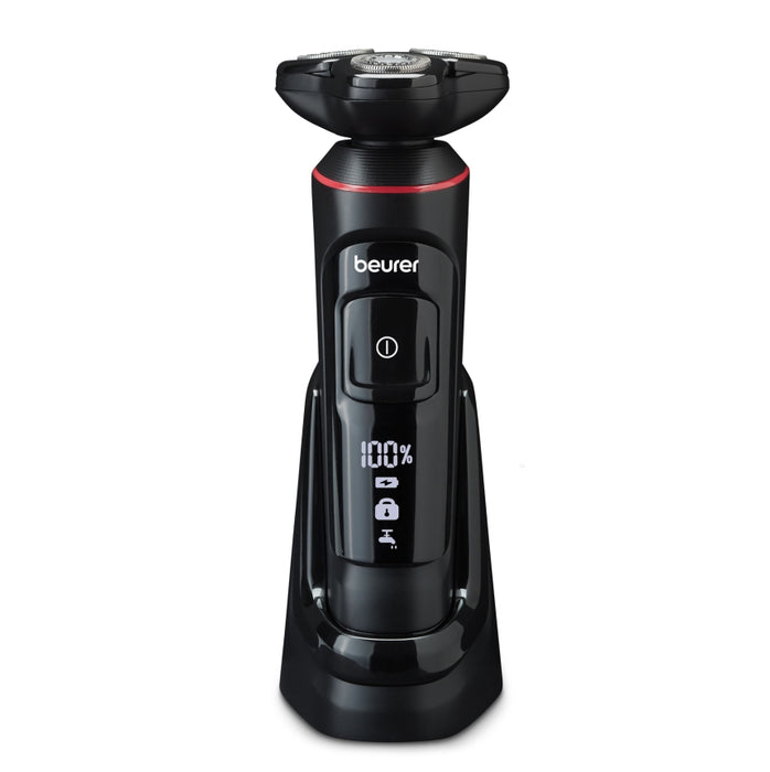 Beurer MN8X rotary shaver, 360° flexible shaver head, Magnetic fixation, LED display, Waterproof (IPX7), Quick-charge function  (10 min OT; 5 min CT), Incl. charger and storage station, protective cap and cleaning brush