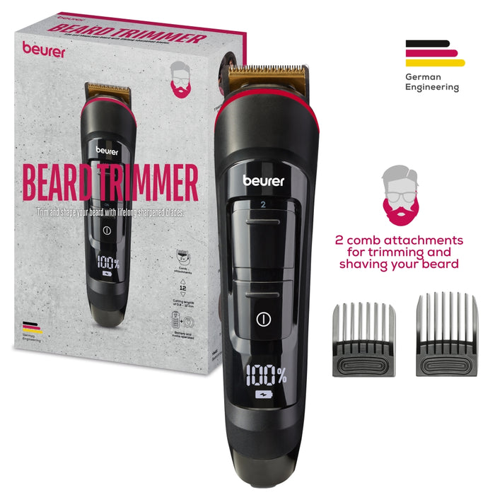 Beurer MN4X beard styler, 2 Attachments, slim titanium contour blade, Batter