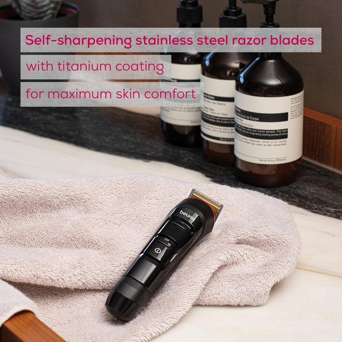Beurer MN4X beard styler, 2 Attachments, slim titanium contour blade, Batter