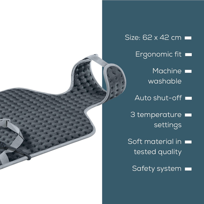 Beurer HK 64 Back & neck heat pad; Soft, cosy material; Automatic switch-off; BSS; Machine-washable at 30°C; Fast heating; 3 Illuminated temperature settings