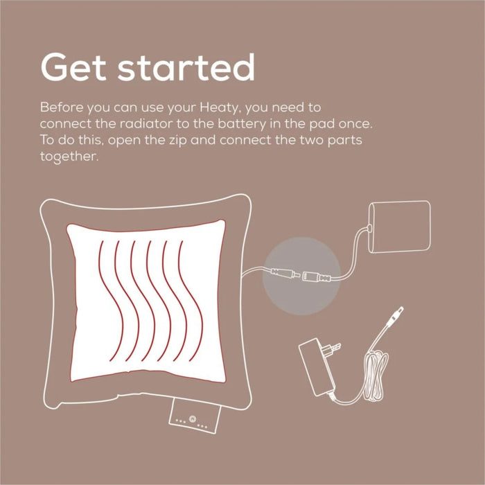 Beurer HK 77 Heaty smokey-taupe;lithium-ion battery; Soft velvet cushion cover machine-washable at 30°C; 3 temperature settings; Fast heating; BSS; 45(L)x45(W) cm