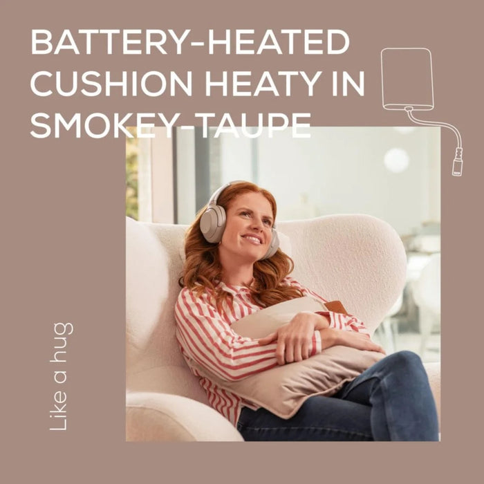 Beurer HK 77 Heaty smokey-taupe;lithium-ion battery; Soft velvet cushion cover machine-washable at 30°C; 3 temperature settings; Fast heating; BSS; 45(L)x45(W) cm