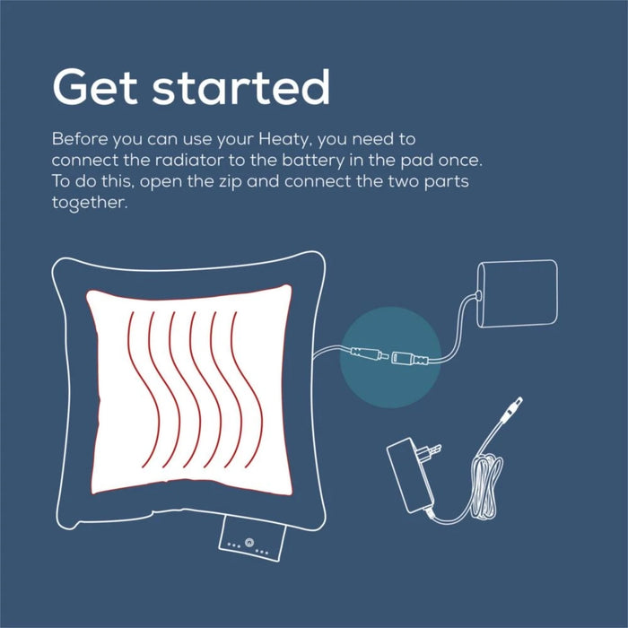 Beurer HK 77 Heaty obsidian-blue; lithium-ion battery; Soft velvet cushion cover machine-washable at 30°C; 3 temperature settings; Fast heating; BSS; 45(L)x45(W) cm