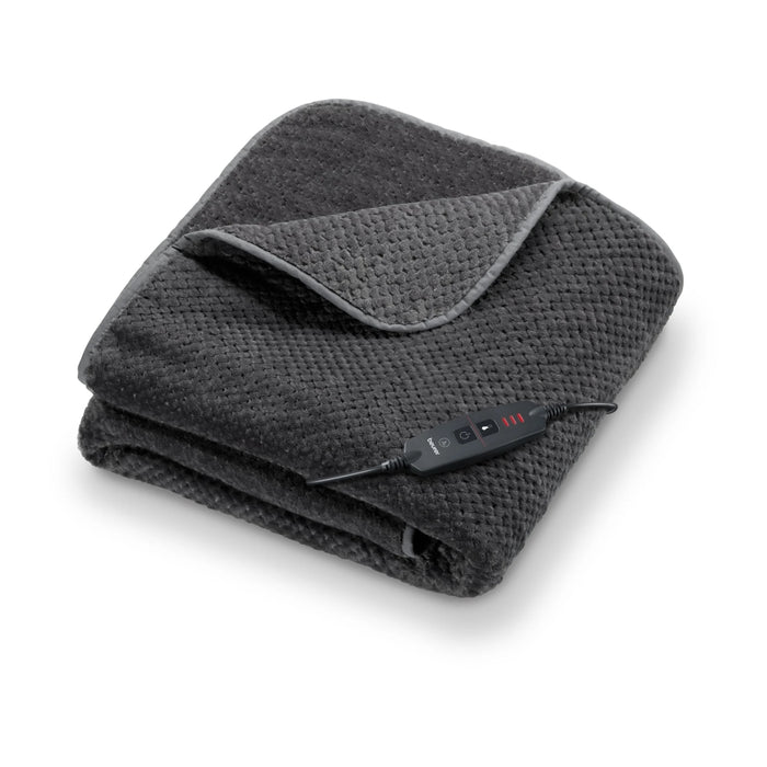 Beurer HD 65 Dark Grey Heated Overblanket; Soft and cuddly surface; 3 temperature;auto switch-off 3 hours; removable switch; washable at 30°, Oko-Tex 100; 180(L)x130(W)cm