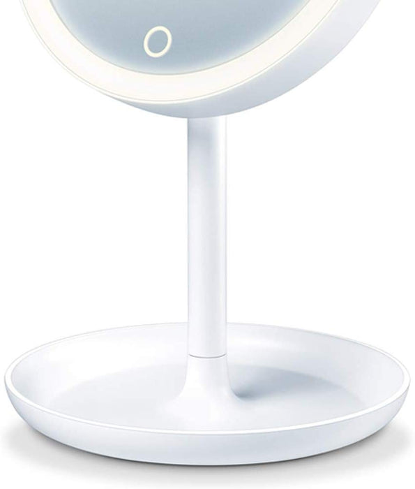 Beurer BS 45 illuminated cosmetics mirror,LED light, Touch sensor, 5x magnification,dimmer function,storage tray
