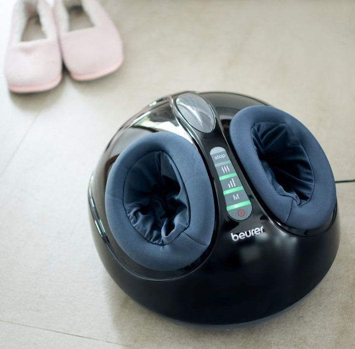 Beurer FM 90 Shiatsu foot massager;Shiatsu and air pressure massage; Heat function; 3 massage programmes; 3 intensity levels of air compression massage; shoe size 46; washable and removable cover
