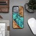 Bewood Unique Turquoise iPhone 13 Pro Wood and Resin Case - Turquoise Black - Cell phone cases and covers<<<HurtelXML