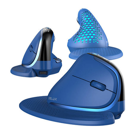 Bezprzewodowa mysz pionowa Delux M618XSD BT + 2.4G RGB (niebieska) - Vertical mice<<<Mice<<<Gaming<<<InnproXML