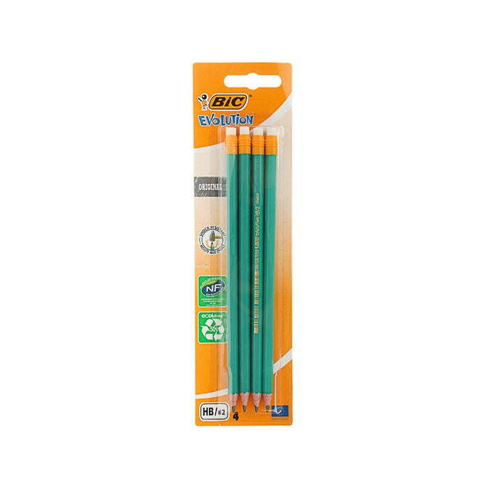 PENCIL WITH ERASER EVOLUTION 4 PCS. BIC