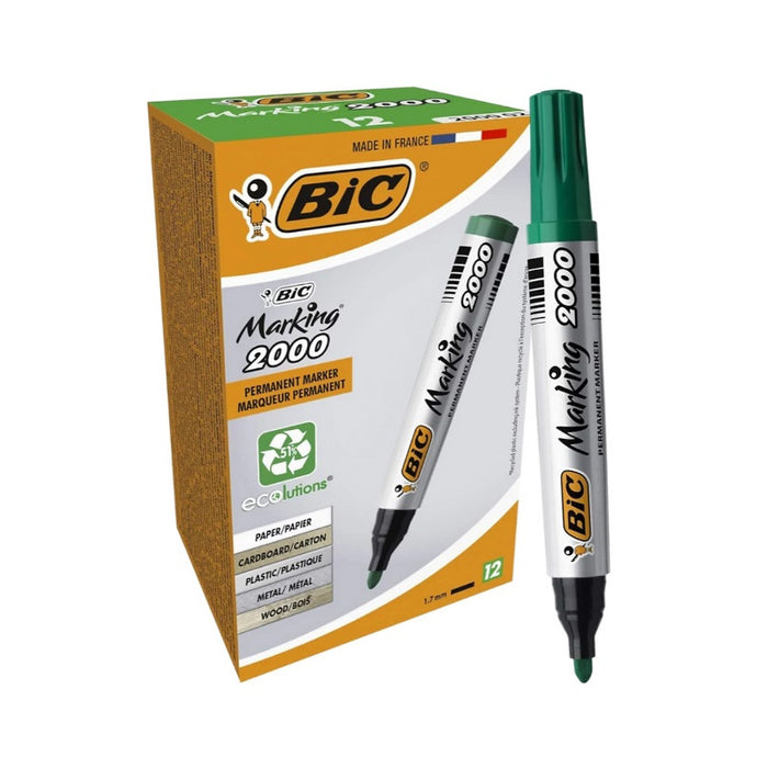 BOX OF 12 PERMANENT MARKER BIC - GREEN