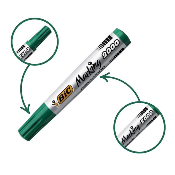 BOX OF 12 PERMANENT MARKER BIC - GREEN