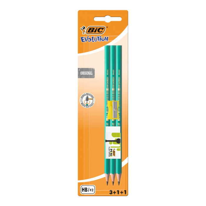 SET EVOLUTION HB 3PCS, RUBBER AND BIC SHARPENER