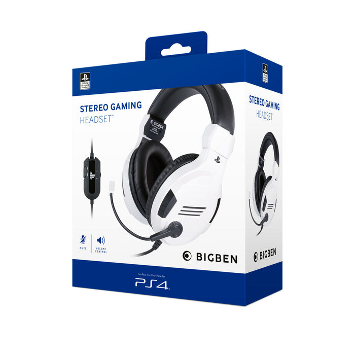 Gaming Headset with Microphone Big Ben Interactive PS4OFHEADSETV3WHITE White Black/White
