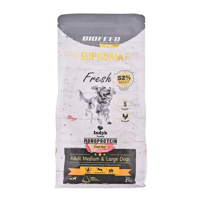 BIOFEED Euphoria Fresh Adult Medium & Large Monoprotein Turkey - dry dog food - 2kg - Dry foodDLP-KAS<<<For
