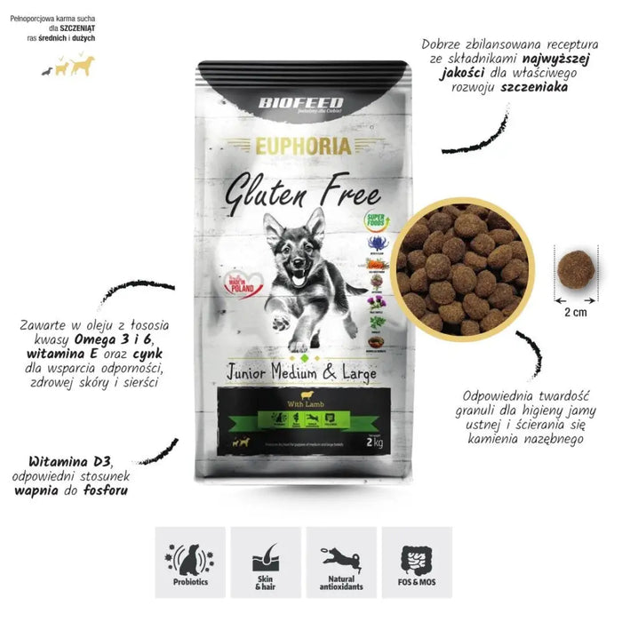 BIOFEED Euphoria Gluten Free Junior medium & large Lamb - dry dog food - 2kg - Dry foodDLP-KAS<<<For