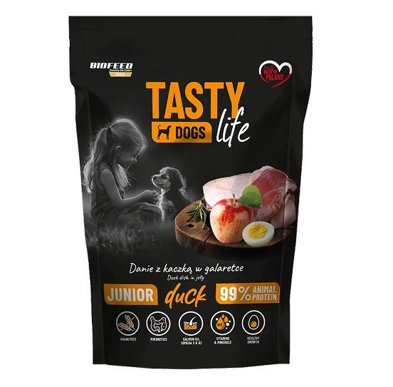 BIOFEED Tasty dog life junior kaczka 90% saszetka 500g