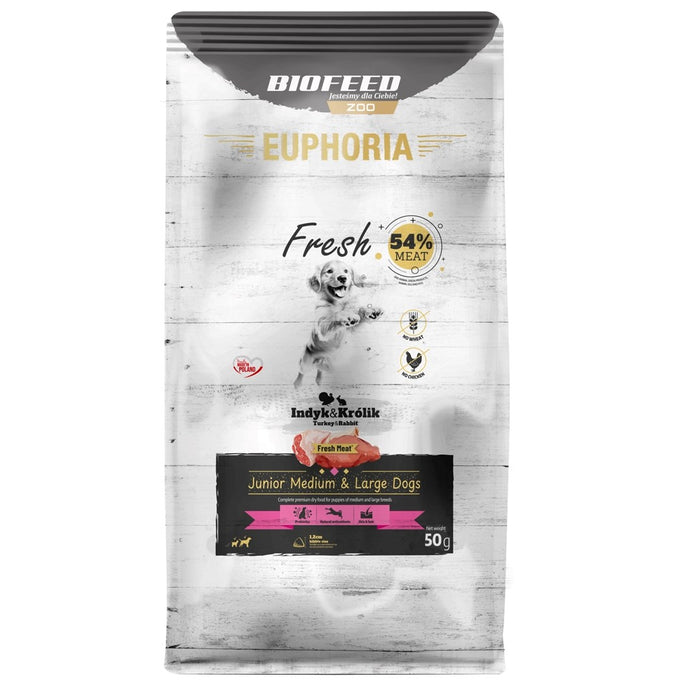 EUPHORIA Fresh Junior Turkey with rabbit M/L - dry dog food - 50g