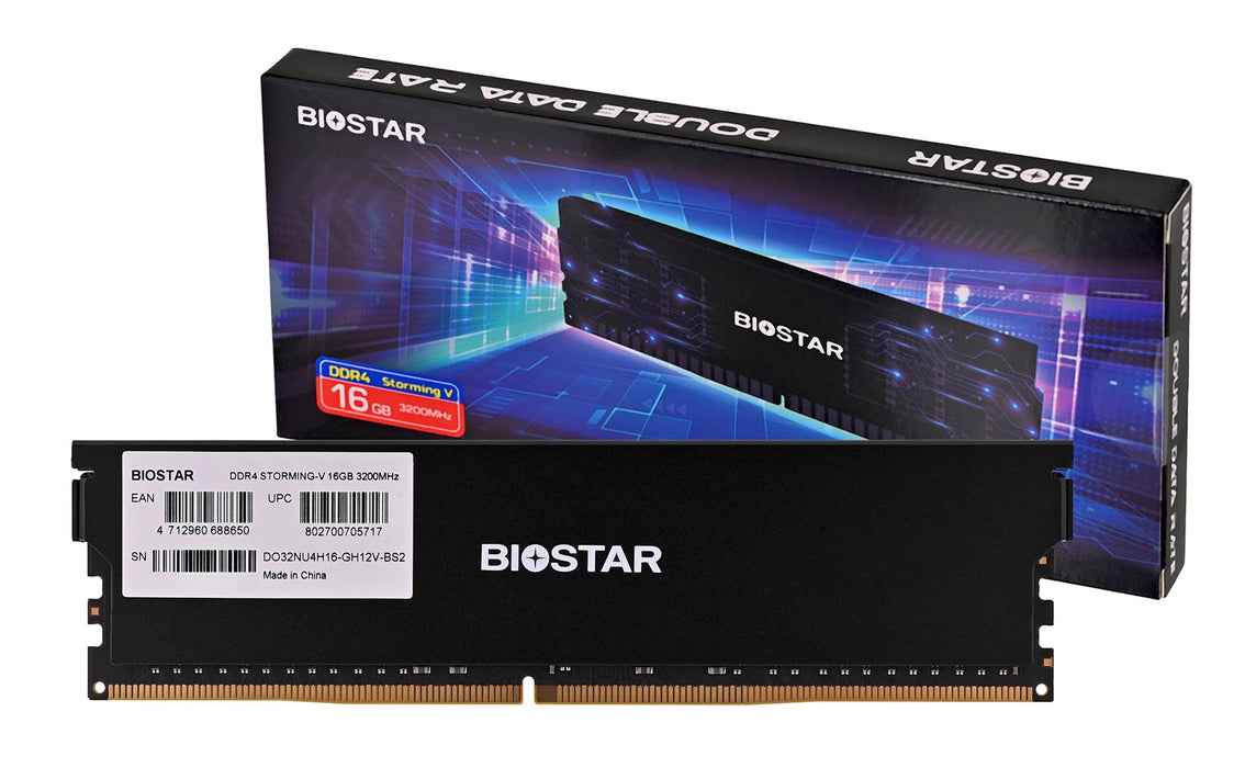Biostar 16GB 3200MHz DDR4 Memory with Storming Heatsink