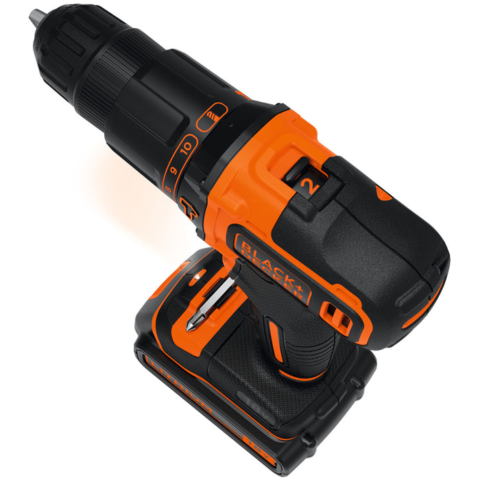CORDLESS IMPACT DRILL WITH TWO BATTERIES 1.5 AH AND CHARGER BLACK&DECKER BDCHD18BAFC-QW 18 V, 40.00 nm, NUMBER OF BATTERIES 2, 1.50 Ah, CASE