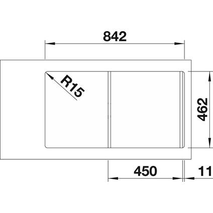 KITCHEN SINK BLANCO FLEX PRO 45S RIGHT 86X48X15.5