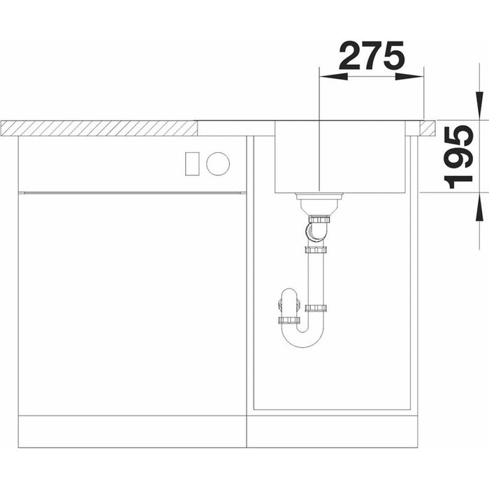 KITCHEN SINK BLANCO DINAS 45S MINI RIGHT 60X50 CM.