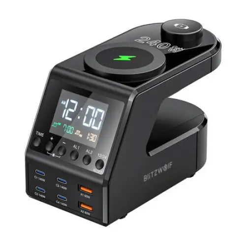 Blitzwolf BW-FW10 alarm clock with charger 2xUSB-A 4xUSB-C 240W - mains chargers<<<Chargers<<<GSM
