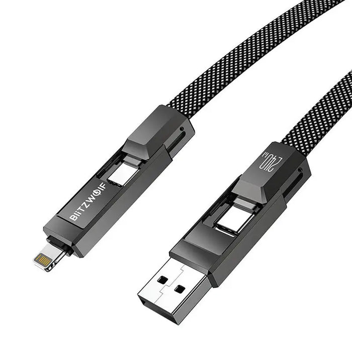 Blitzwolf BW-HDC7 4-in-1 USB + C + Lightning cable 240W 1.2m (black) - Combo Cables<<<USB cables<<<GSM