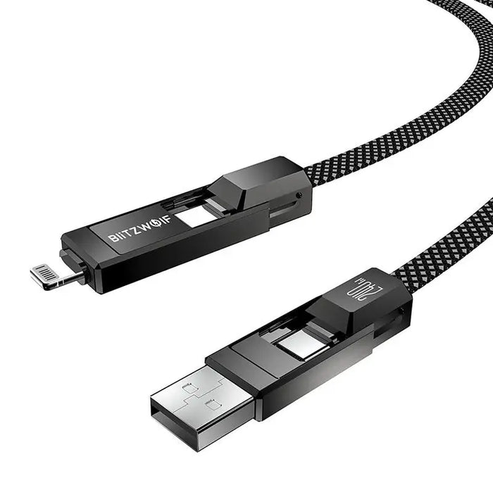 Blitzwolf BW-HDC7 4-in-1 USB + C + Lightning cable 240W 1.2m (black) - Combo Cables<<<USB cables<<<GSM