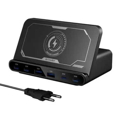 Blitzwolf BW-S27 160W 2xUSB-A 4xUSB-C 15W wireless charger (black) - mains chargers<<<Chargers<<<GSM