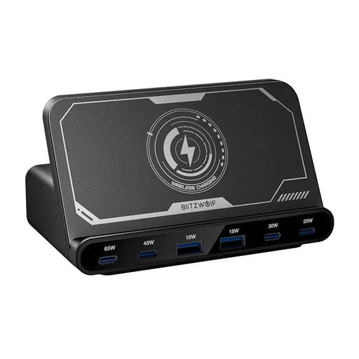 Blitzwolf BW-S27 160W 2xUSB-A 4xUSB-C 15W wireless charger (black) - mains chargers<<<Chargers<<<GSM
