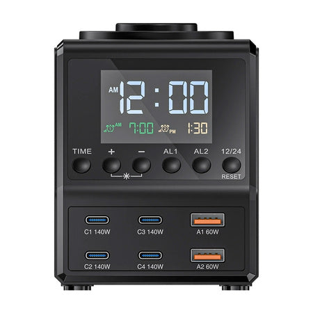Blitzwolf BW-FW10 alarm clock with charger 2xUSB-A, 4xUSB-C, 240W