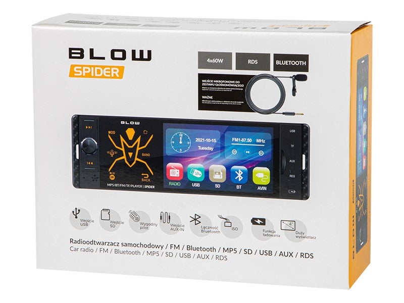 Radio BLOW SPIDER 4" RDS RGB MP5/USB/micro SD/BLUETOOTH