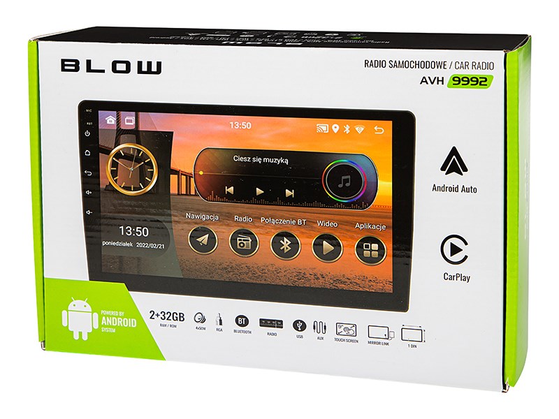 Radio BLOW AVH-9992 2DIN 9" Android/WiFi/GPS/CARPLAY
