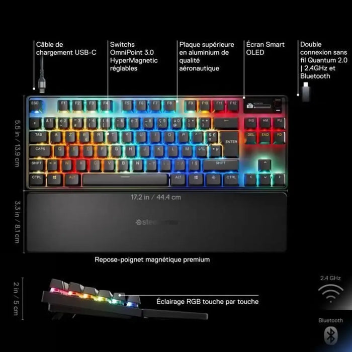 Bluetooth Keyboard SteelSeries apex pro tkl wl gen 3 Black Azerty French - Електроника Периферни и резервни