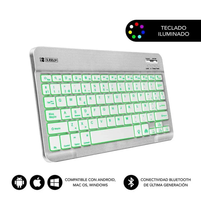 Bluetooth Keyboard Subblim SUB-KBT-SMBL30 Multicolour Silver Spanish Qwerty QWERTY - Електроника Периферни и резервни