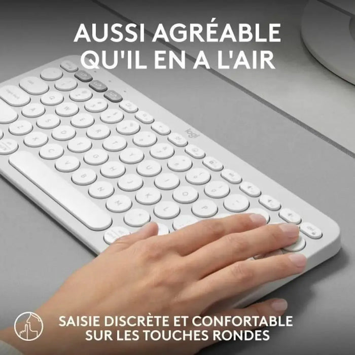 Bluetooth Keyboard with Support for Tablet Logitech K380 French White AZERTY - Електроника Периферни и резервни