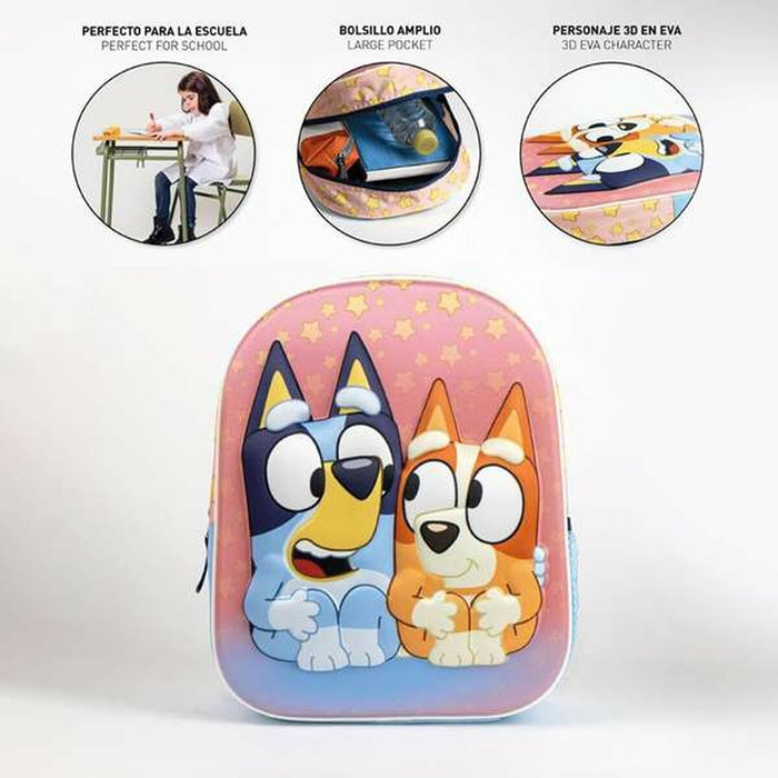 3D School Bag Bluey Pink 25,0 x 31,0 x 10,0 cm